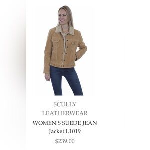 Scully Tan Suede Jean Jacket with Cream Shearling Collar